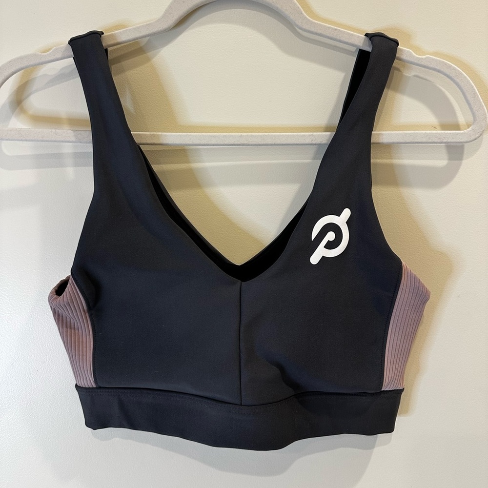 Peloton Black and Purple Racerback Sports Bra